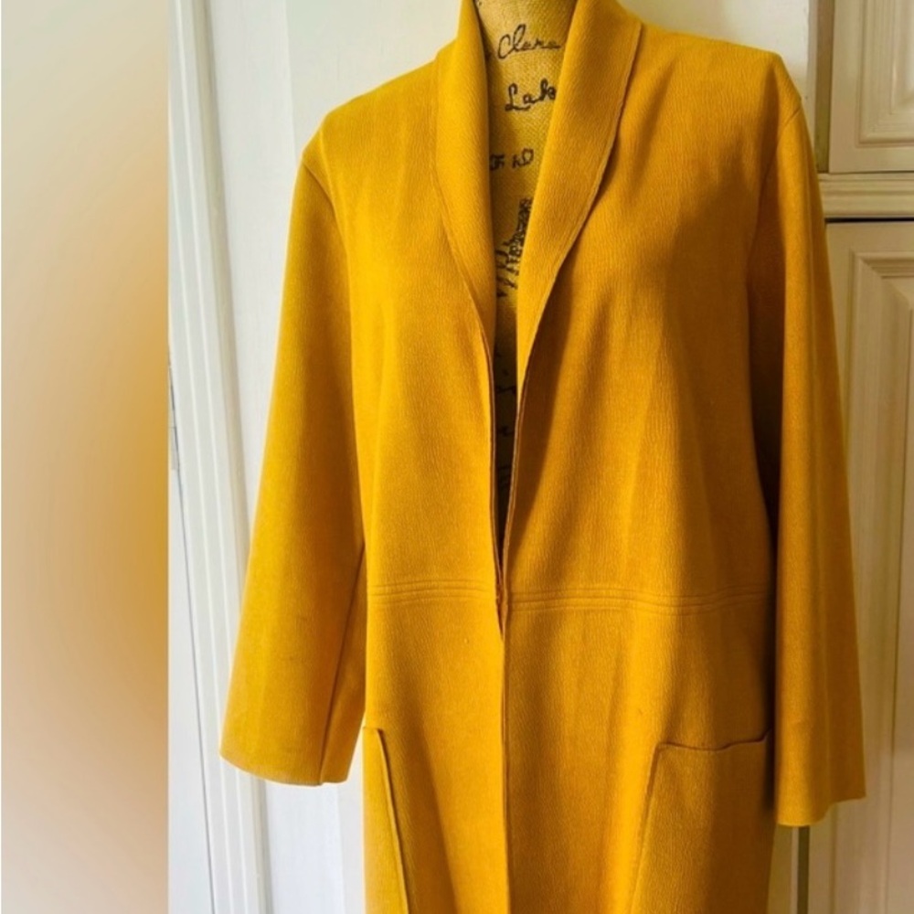 ZARA YELLOW MUSTARD BEAUTIFUL Long MIDI Jacket. With 2 Large Pockets. No Linning